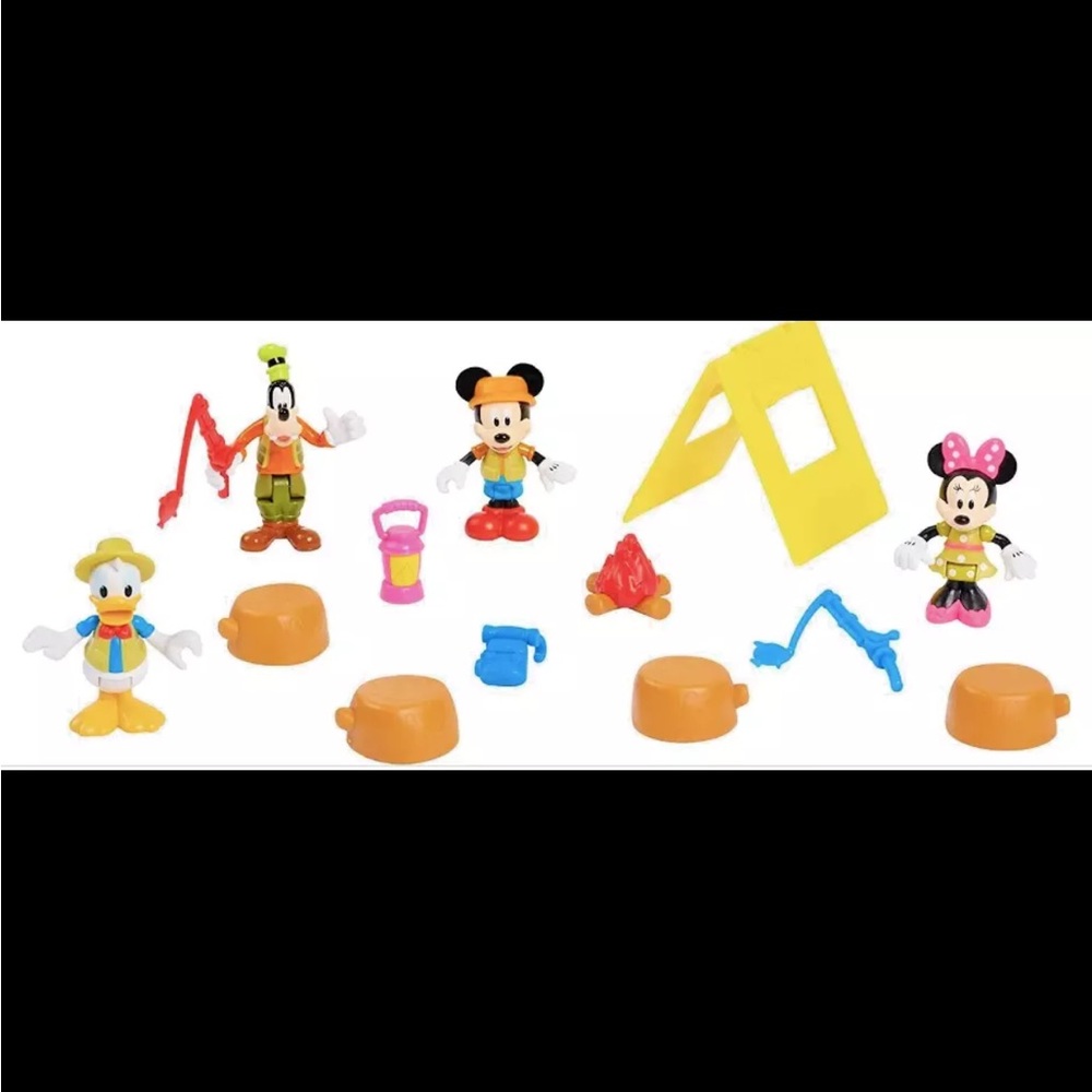 Disney Mickey Mouse 14 Piece Camping Figure Set; Mickey, Donald, Minnie, Goofy +